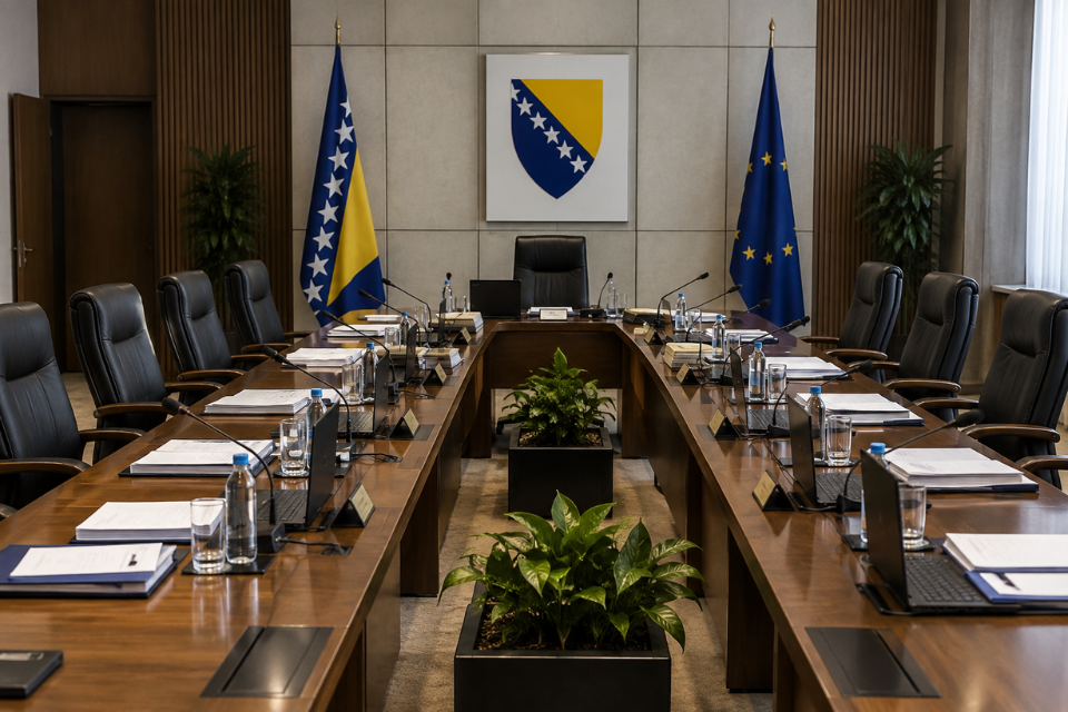 Prazna sala Vijeća ministara BiH kao ilustracija izostanka redovne sjednice