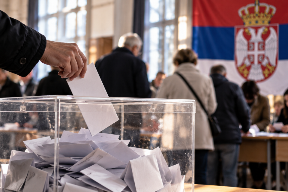 izbori u Srbiji 2026 – glasački listić i izborna kutija povodom objavljivanja rezultata parlamentarnih izbora.